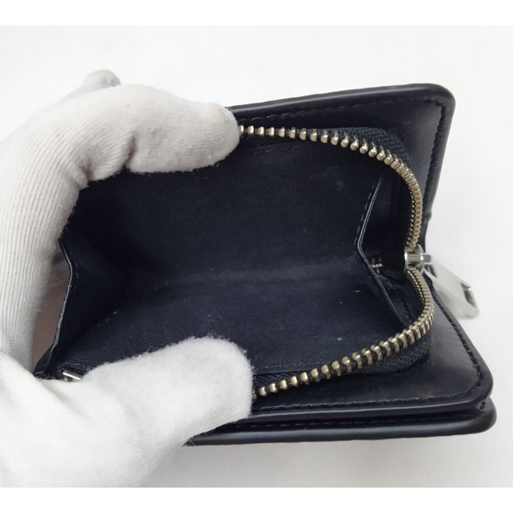 Marc Jacobs Gray Pebbled Leather Zip Around Credit Card Square Wallet - Picture 10 of 13